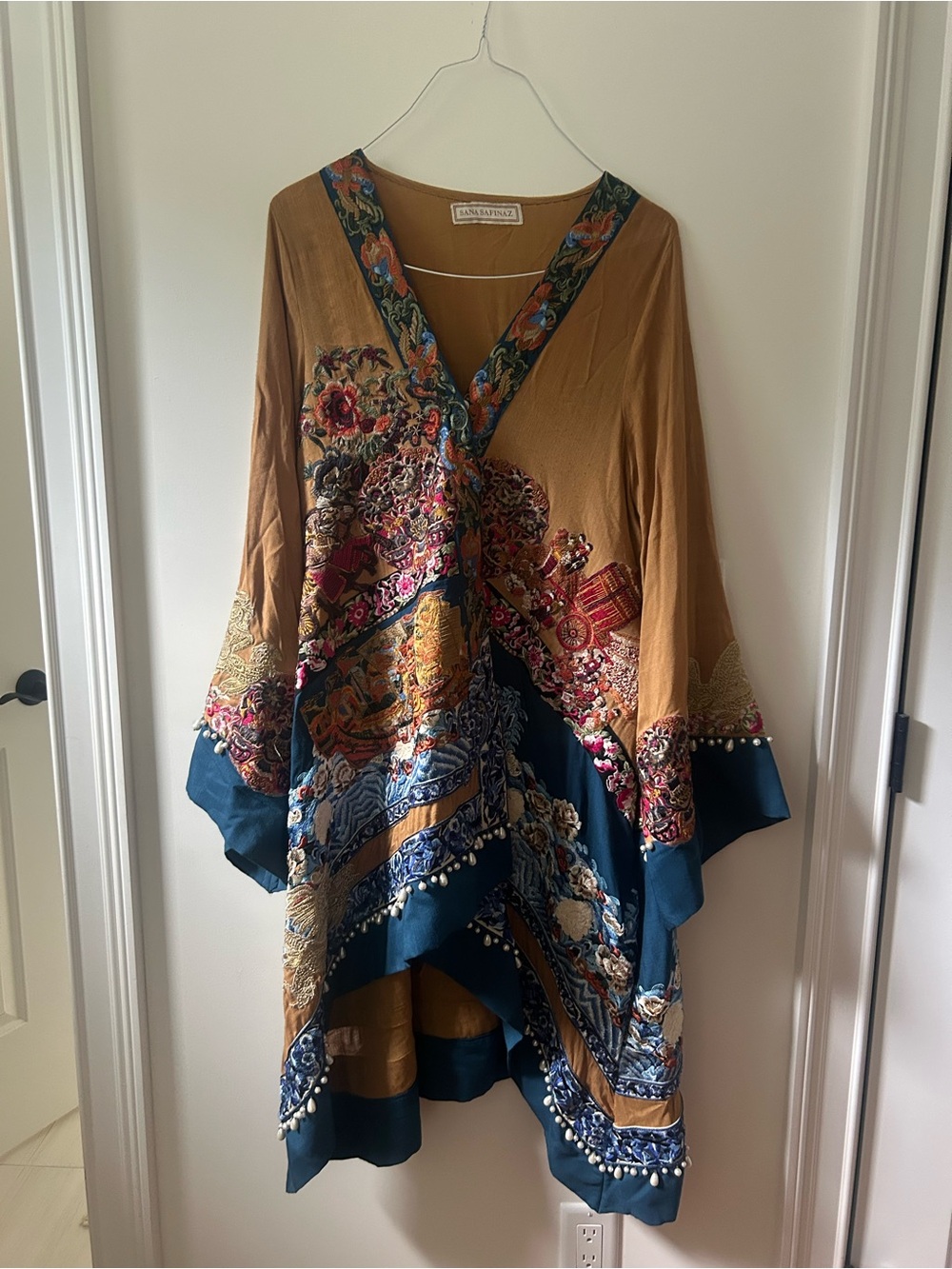Bohemian Printed Tunic Dress in Mustard and Teal